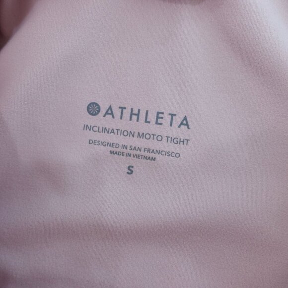 Athleta Inclination Moto Tights Sz S Pink Powervita Athleisure Stretch Gym Yoga - Picture 9 of 12